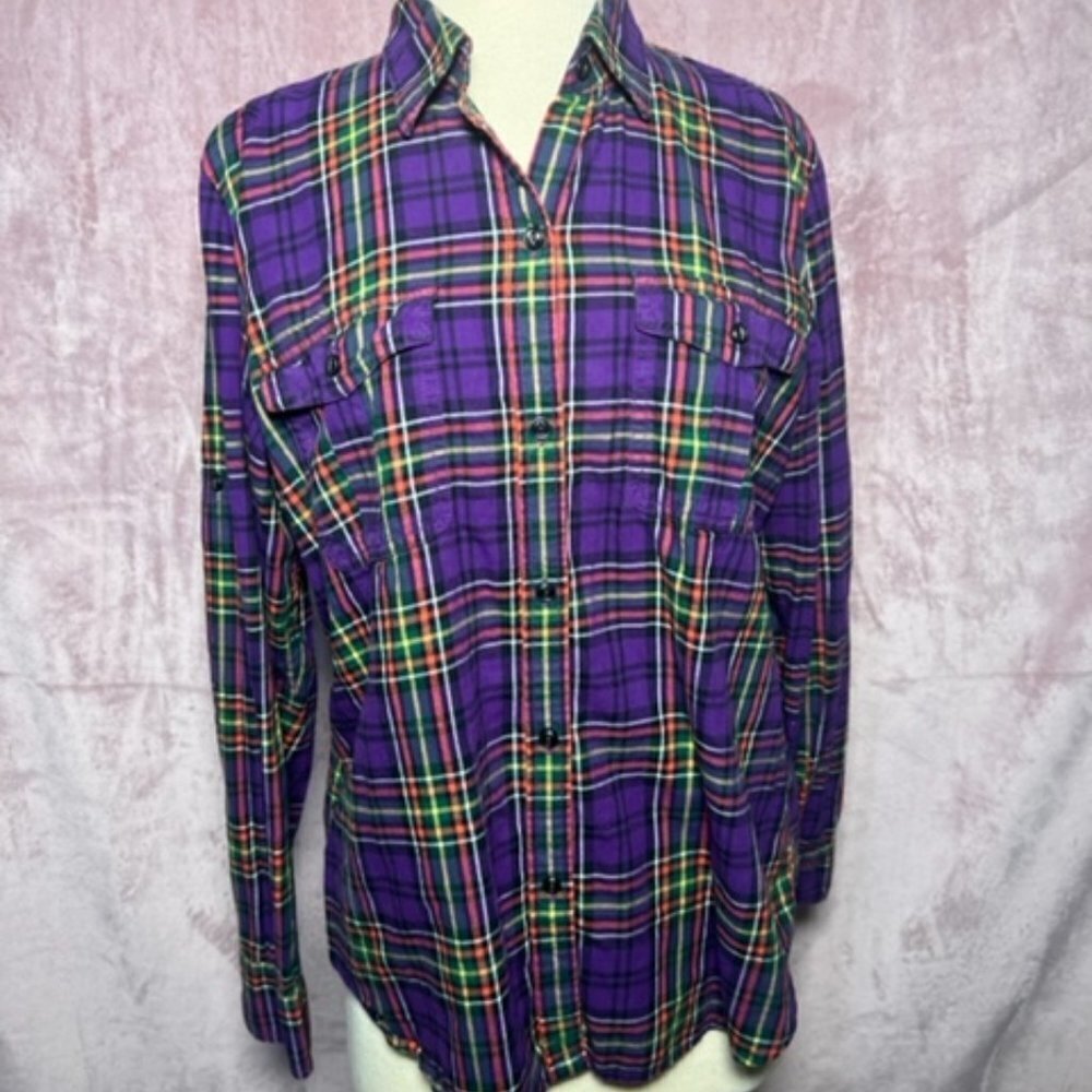 Womens Lauren Jean Ralph Lauren Button Down Shirt Size L - Picture 1 of 6